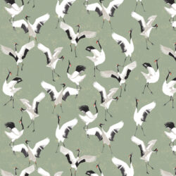 Art Gallery Fabrics - Dancing Cranes Jade SOA-87500
