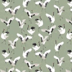 Alternative view of Art Gallery Fabrics - Dancing Cranes Jade SOA-87500