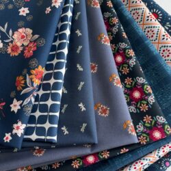 Curated Bundle Winter Blue Ink Holiday Color 8 Pcs Floral Quilt Fabrics Art Gallery Fabrics Fat Quarter Bundle Half Yard Bundle Gift