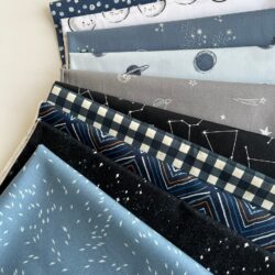 Kids Quilt Fabric Fat Quarters Bundle 10 Pcs outer space Stars Planets Blue Grey AGF